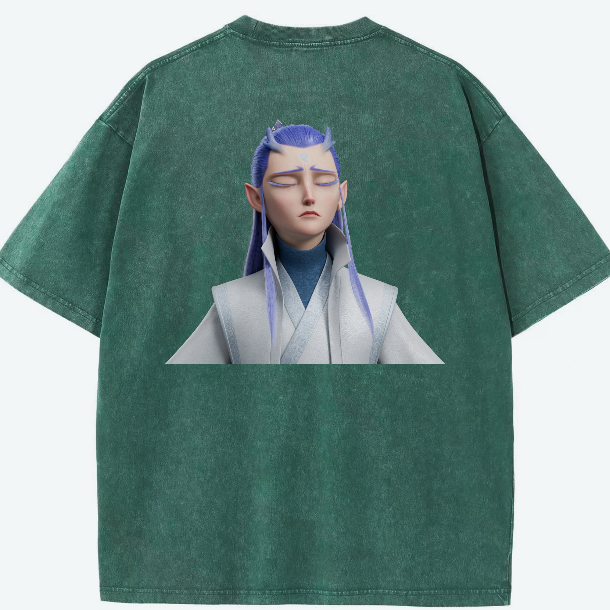 （画像用） Ne Zha 2 ナタ 魔童の大暴れ 綿100% ヴィンテージ風 半袖Tシャツ（背面プリント）